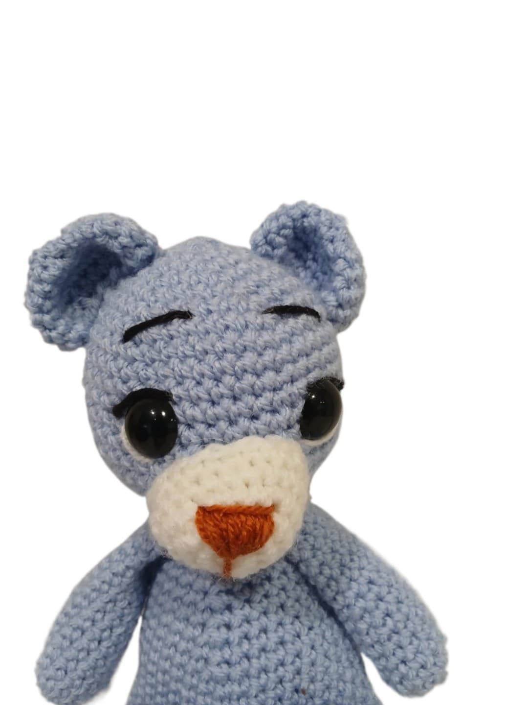 Peluche oso azul hecho a mano a ganchillo (amigurumi). - Imagen 4