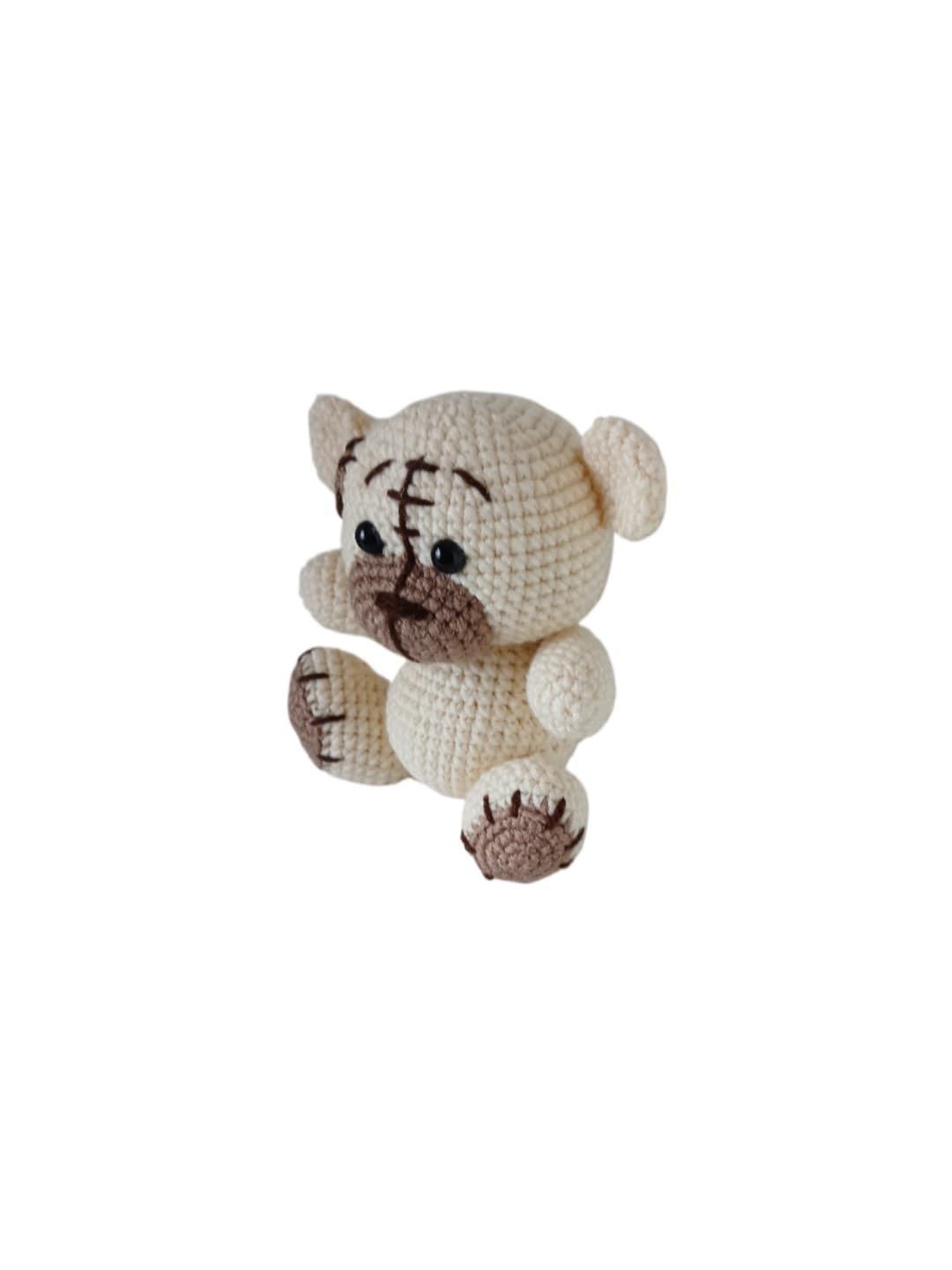 Peluche oso beige hecho a mano a ganchillo (amigurumi). - Imagen 2
