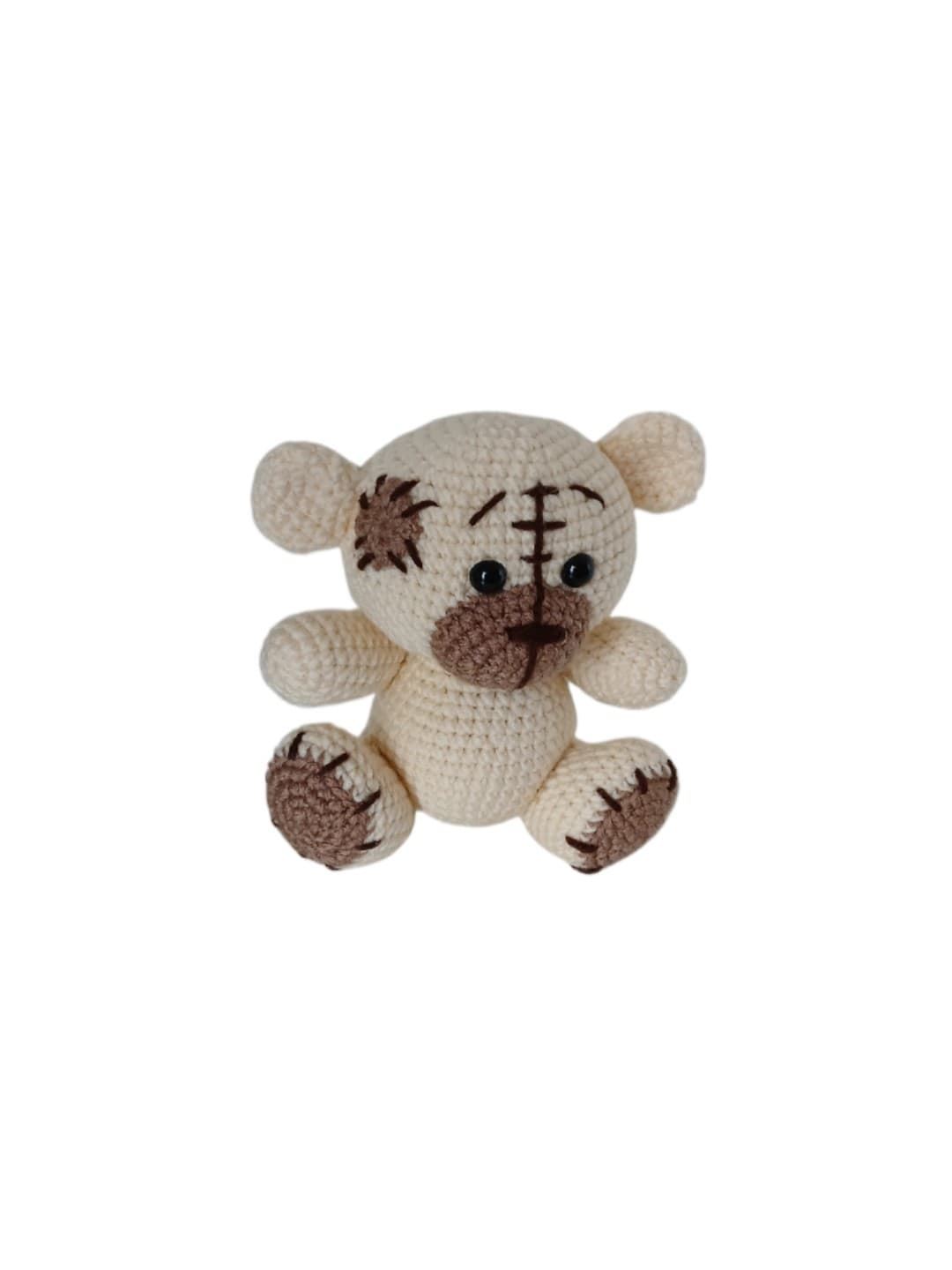 Peluche oso beige hecho a mano a ganchillo (amigurumi). - Imagen 3