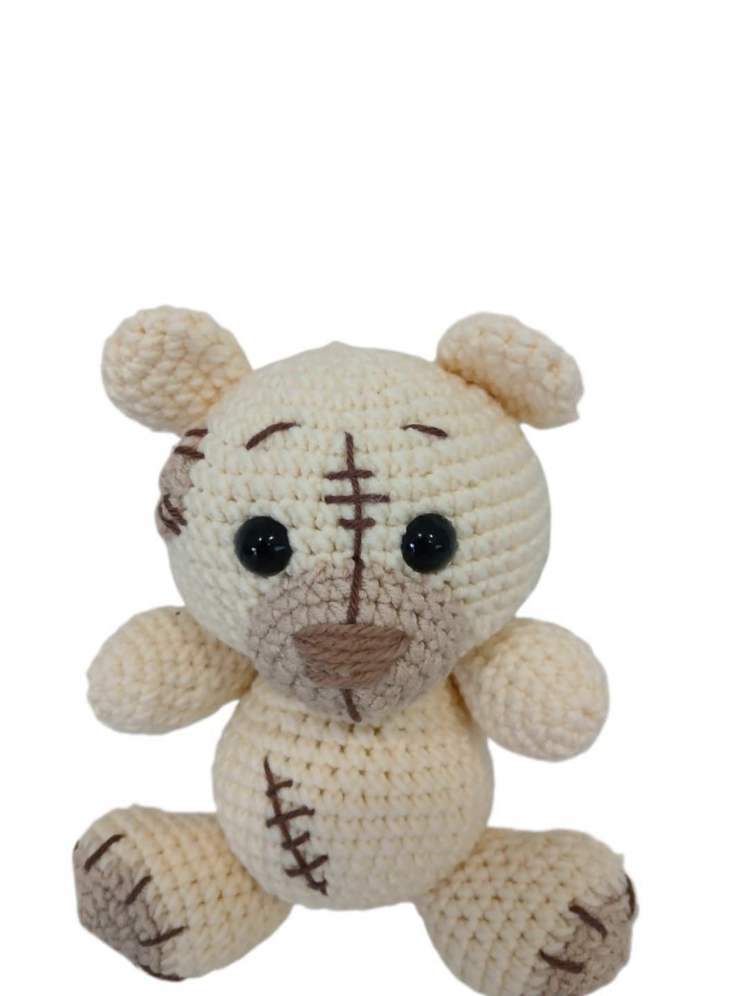 Peluche oso beige hecho a mano a ganchillo (amigurumi). - Imagen 4