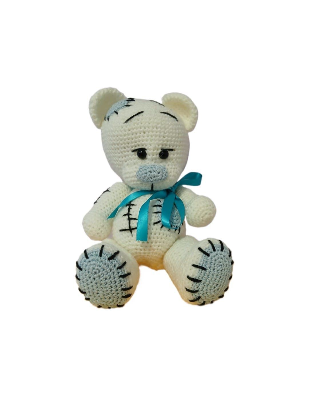 Peluche oso blanco hecho a mano a ganchillo (amigurumi). - Imagen 1