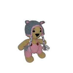 Peluche oso con pantalón y gorro gato hecho a mano a ganchillo (amigurumi). - Imagen 2