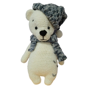 Peluche oso friolero con gorro y bufanda hecho a mano a ganchillo (amigurumi). - Imagen 1