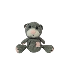 Peluche oso gris con cicatrices hecho a mano a ganchillo (amigurumi). - Imagen 1