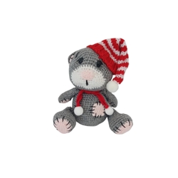 Peluche oso gris con cicatrices navidad navideñohecho a mano a ganchillo (amigurumi). - Imagen 1