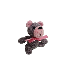 Peluche oso gris y rosa en lana chenille hecha mano a ganchillo (amigurumi). - Imagen 2