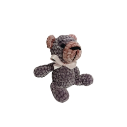 Peluche oso gris y rosa en lana chenille hecha mano a ganchillo (amigurumi). - Imagen 2