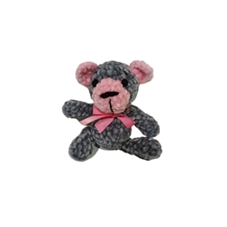 Peluche oso gris y rosa en lana chenille hecha mano a ganchillo (amigurumi). - Imagen 1