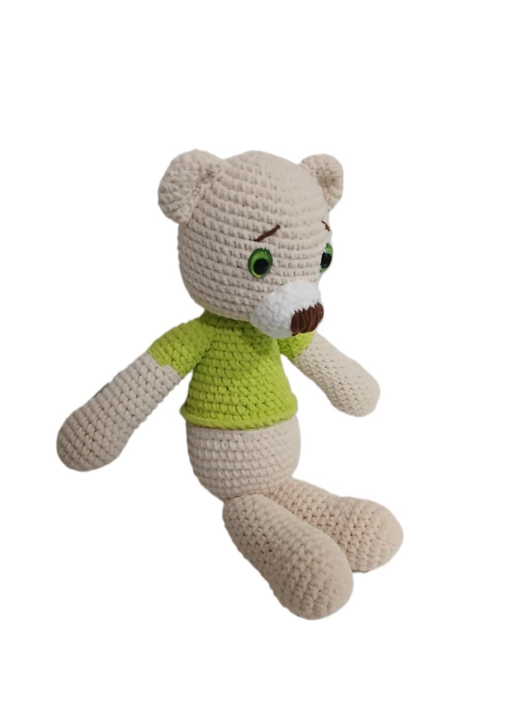 Peluche oso lana chenille hecho a mano a ganchillo (amigurumi). - Imagen 2