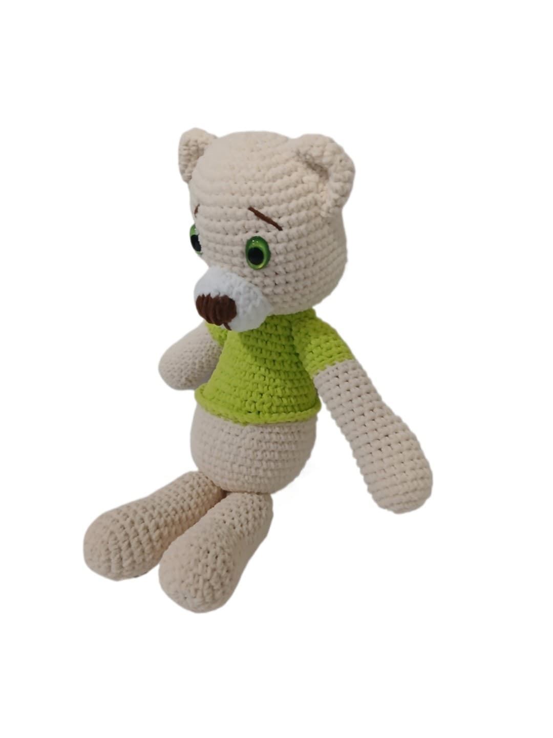 Peluche oso lana chenille hecho a mano a ganchillo (amigurumi). - Imagen 3
