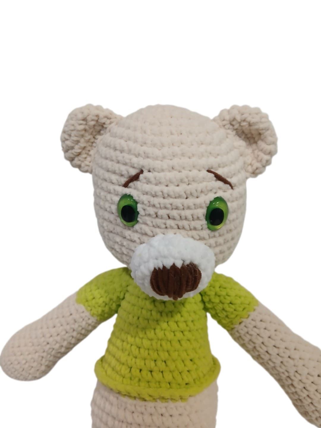 Peluche oso lana chenille hecho a mano a ganchillo (amigurumi). - Imagen 4
