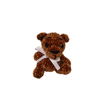 Peluche oso marrón en lana chenille hecha mano a ganchillo (amigurumi). - Imagen 1