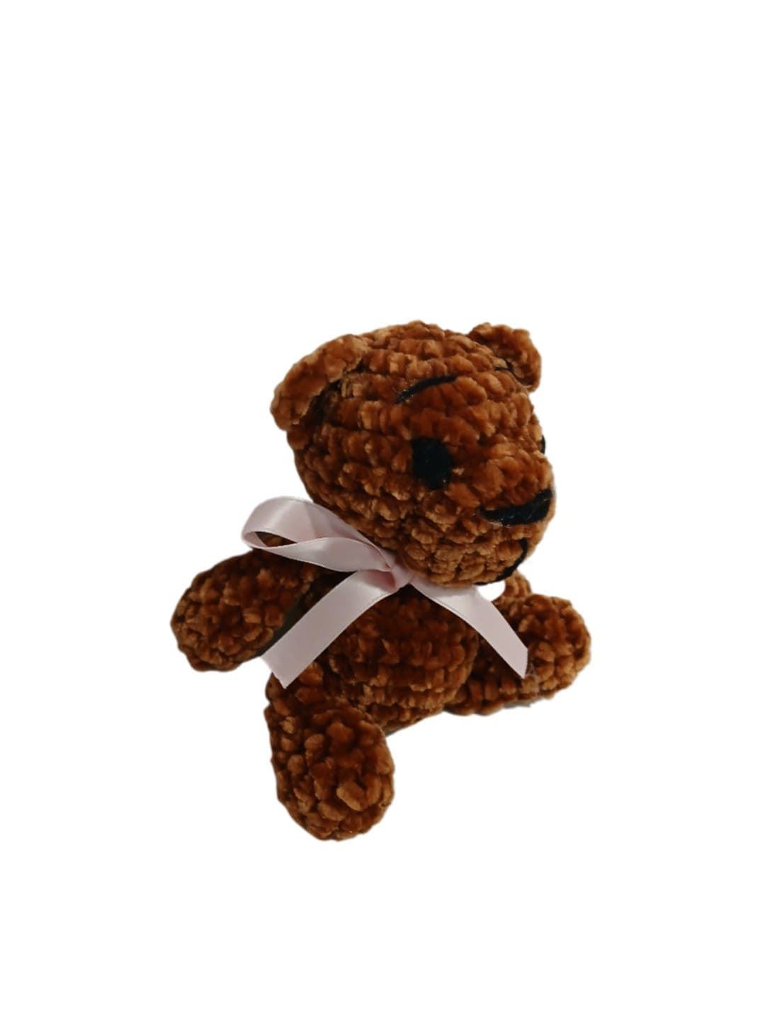 Peluche oso marrón en lana chenille hecha mano a ganchillo (amigurumi). - Imagen 2