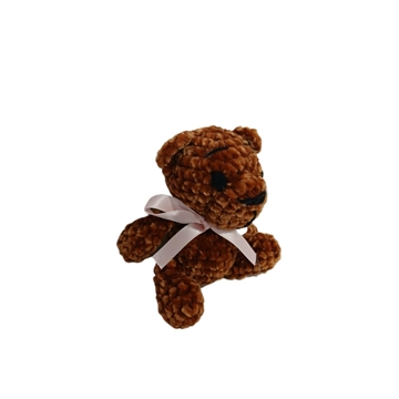 Peluche oso marrón en lana chenille hecha mano a ganchillo (amigurumi). - Imagen 2