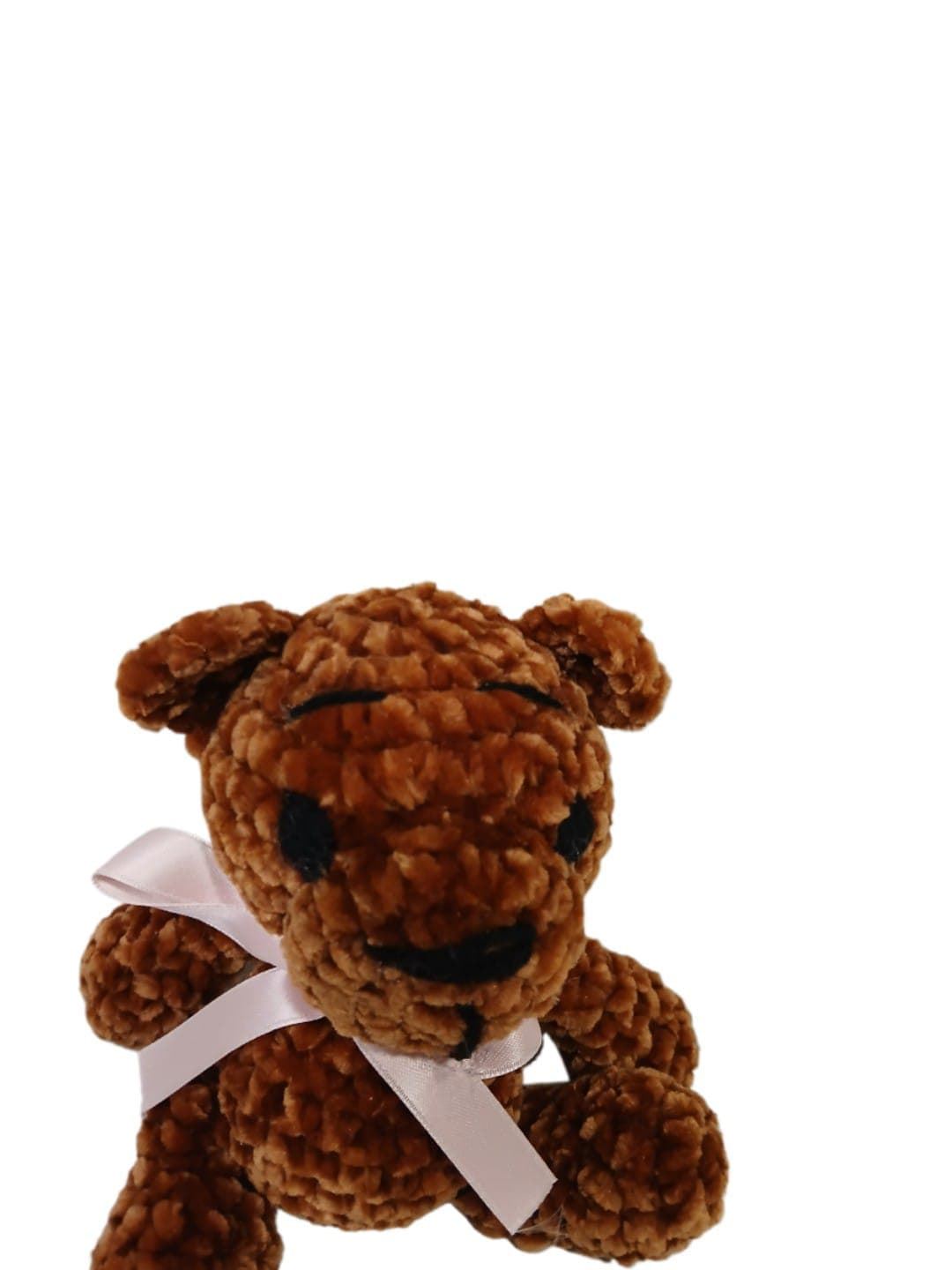 Peluche oso marrón en lana chenille hecha mano a ganchillo (amigurumi). - Imagen 4