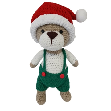 Peluche oso navideño-navidad hecho a mano a ganchillo (amigurumi). - Imagen 1