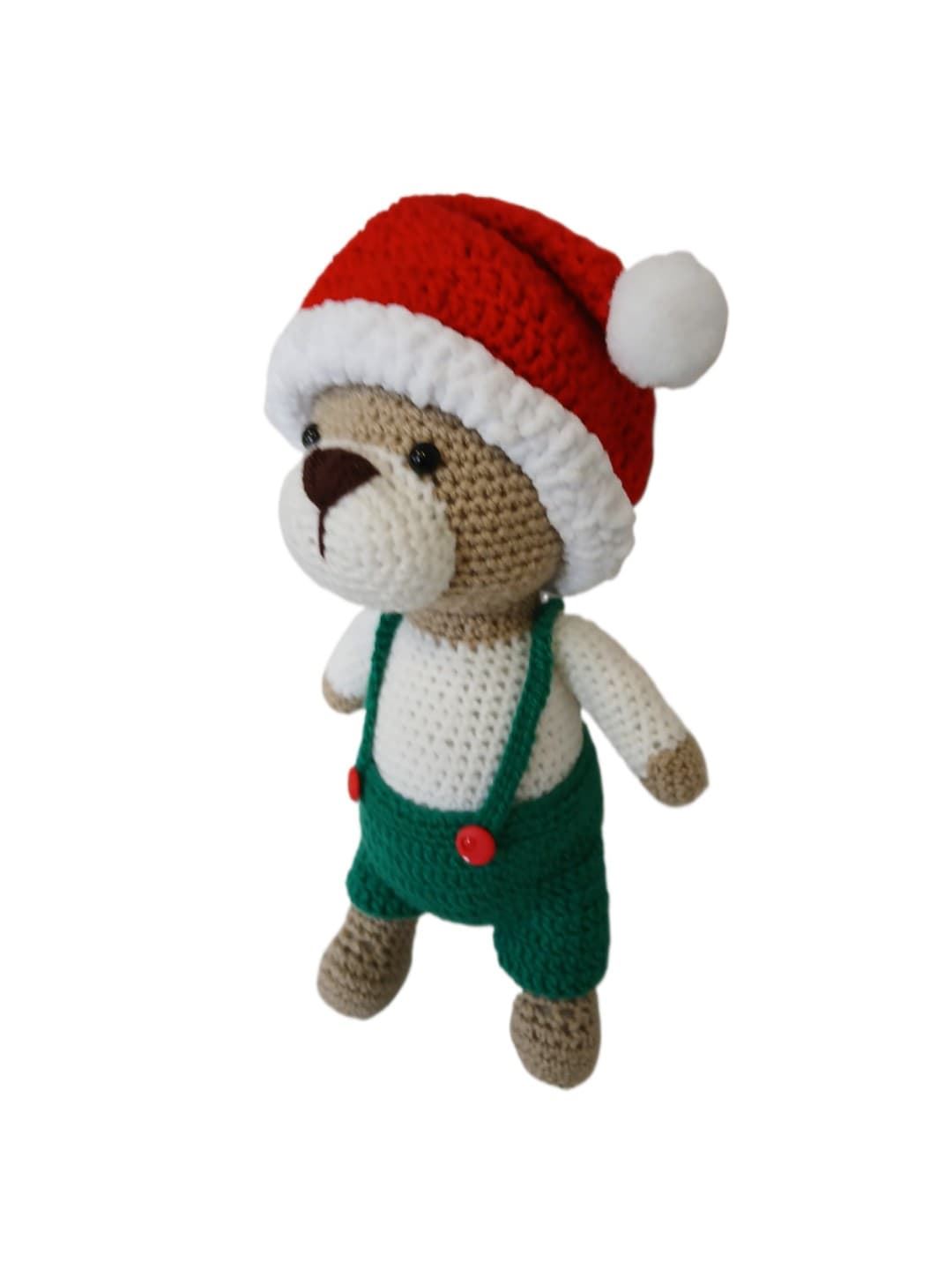 Peluche oso navideño-navidad hecho a mano a ganchillo (amigurumi). - Imagen 3