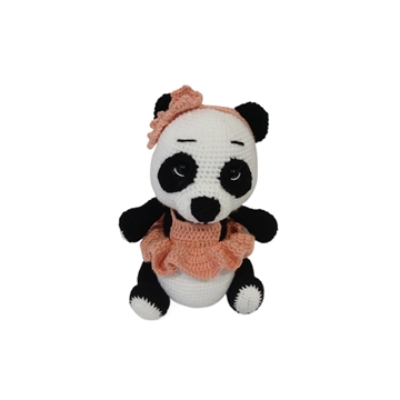 Peluche oso panda con vestido hecha a mano a ganchillo (amigurumi). - Imagen 1