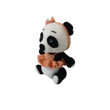 Peluche oso panda con vestido hecha a mano a ganchillo (amigurumi). - Imagen 2