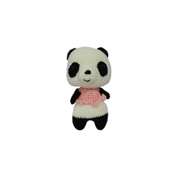 Peluche oso panda con vestido hecho a mano a ganchillo (amigurumi). - Imagen 1