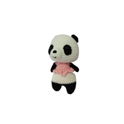 Peluche oso panda con vestido hecho a mano a ganchillo (amigurumi). - Imagen 2