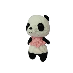 Peluche oso panda con vestido hecho a mano a ganchillo (amigurumi). - Imagen 2