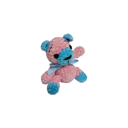 Peluche oso rosa y azul en lana chenille hecha mano a ganchillo (amigurumi). - Imagen 2