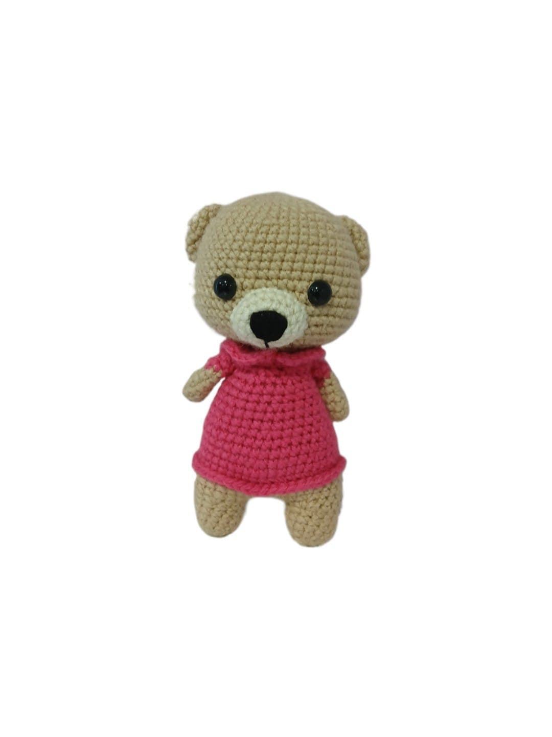 Peluche oso vestido fucsia amigurumi hecho a mano a ganchillo - Imagen 1