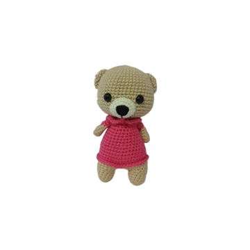 Peluche oso vestido fucsia amigurumi hecho a mano a ganchillo - Imagen 1