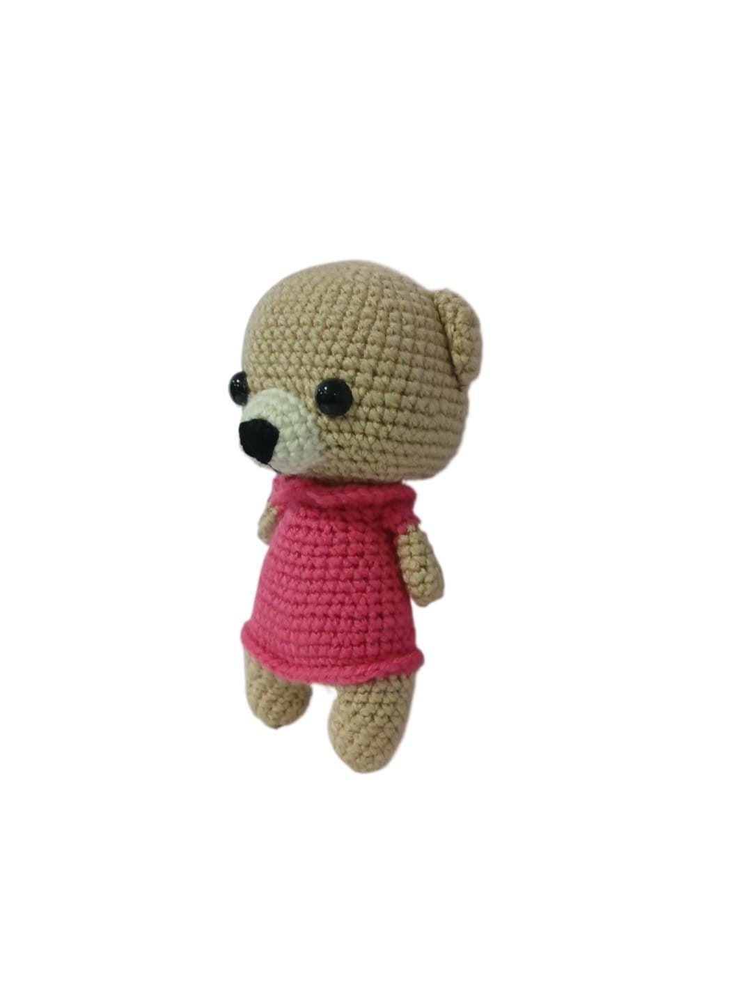 Peluche oso vestido fucsia amigurumi hecho a mano a ganchillo - Imagen 2