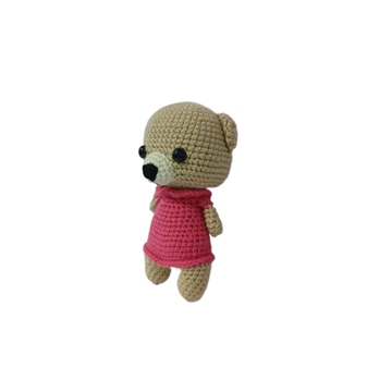 Peluche oso vestido fucsia amigurumi hecho a mano a ganchillo - Imagen 2