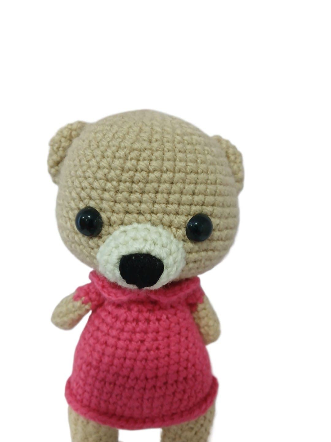 Peluche oso vestido fucsia amigurumi - Imagen 4
