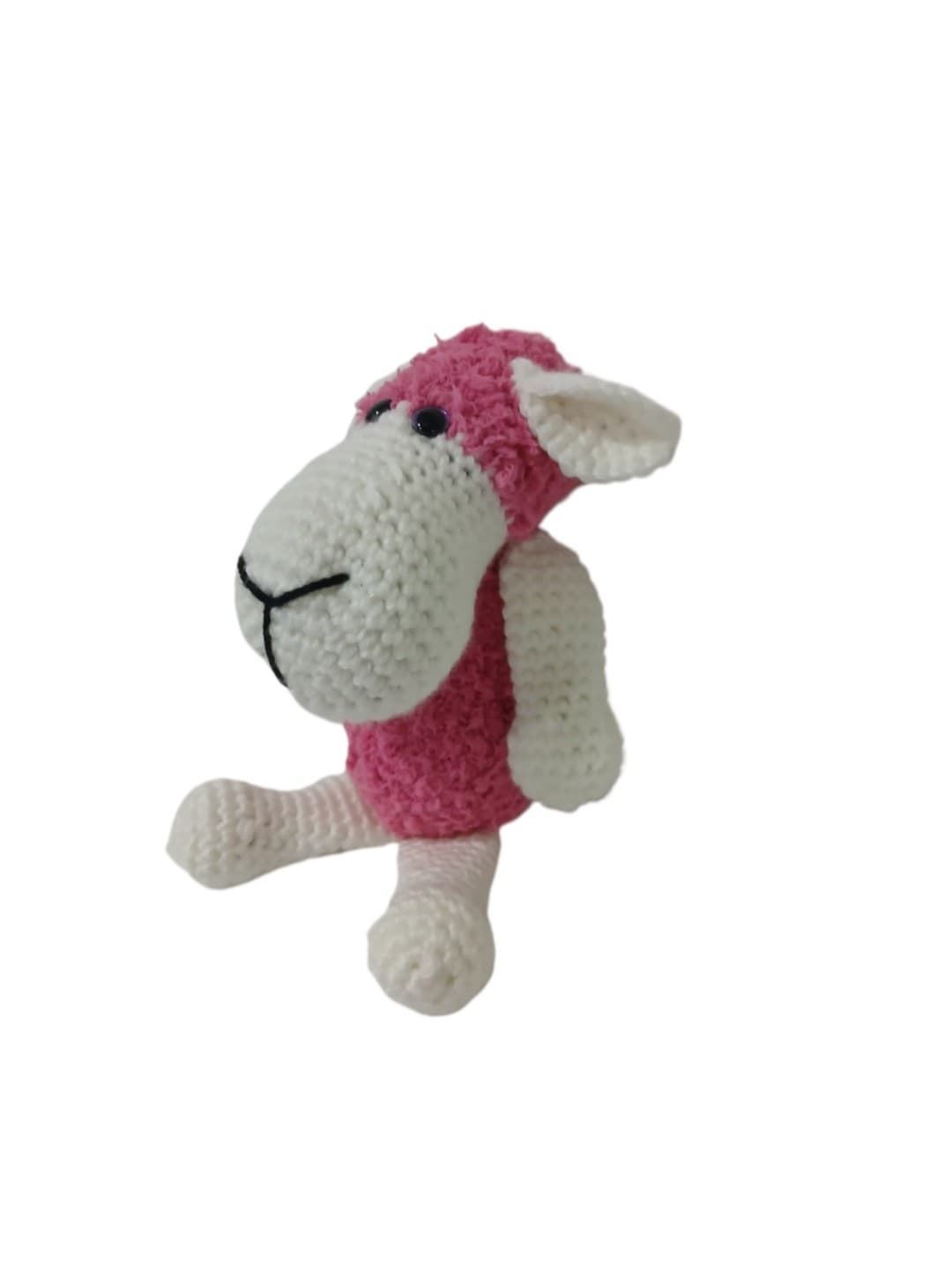 Peluche oveja rosa hecha a mano a ganchillo (amigurumi). - Imagen 3