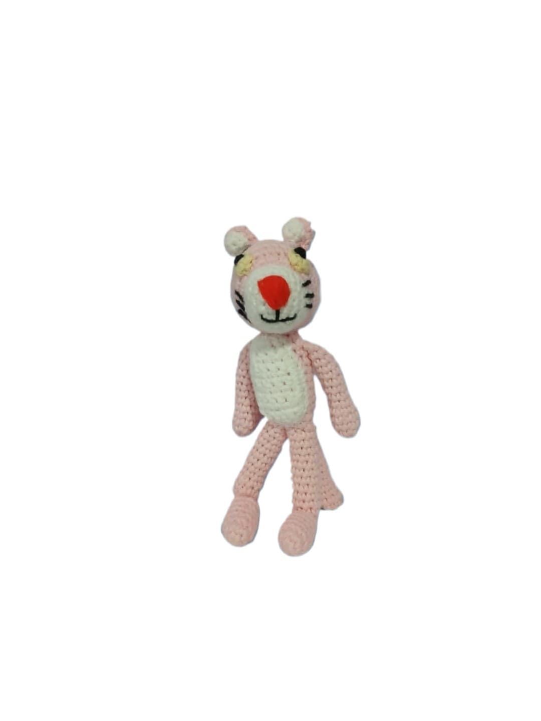 Peluche pantera rosa hecho a mano a ganchillo (amigurumi). - Imagen 1
