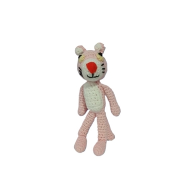 Peluche pantera rosa hecho a mano a ganchillo (amigurumi). - Imagen 1
