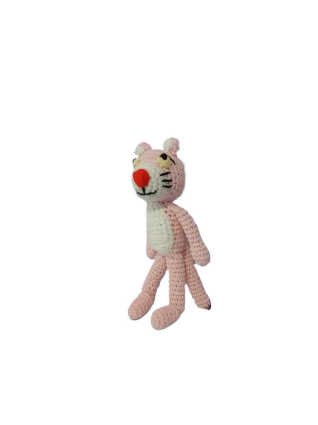 Peluche pantera rosa hecho a mano a ganchillo (amigurumi). - Imagen 3