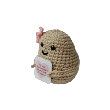 Peluche patata positiva con frase hecha a mano a ganchillo (amigurumi). - Imagen 2