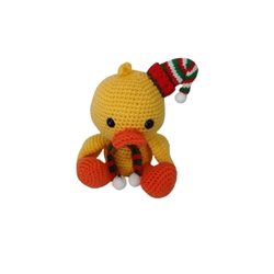 Peluche pato amarillo navideño navidad hecho a mano a ganchillo (amigurumi). - Imagen 1