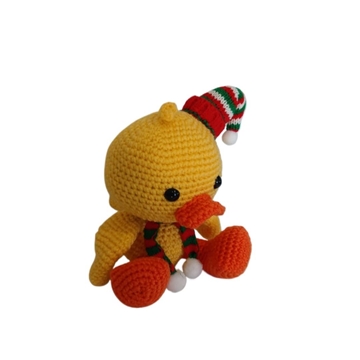Peluche pato amarillo navideño navidad hecho a mano a ganchillo (amigurumi). - Imagen 2