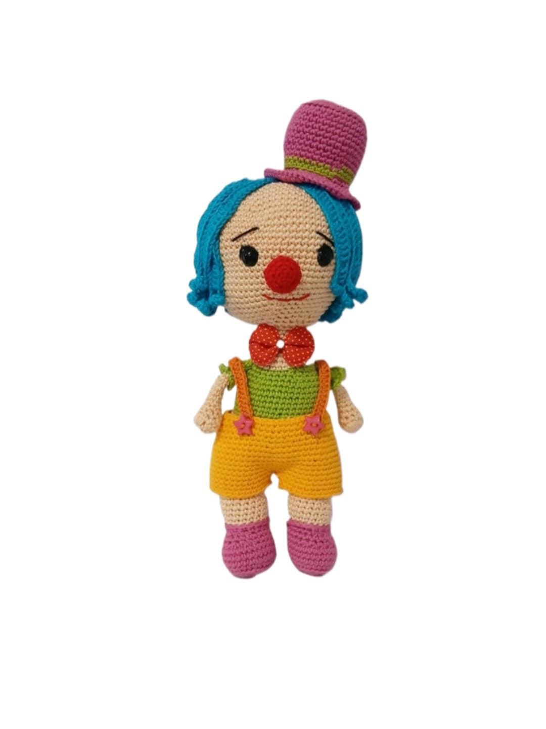 Peluche payaso hecho a mano a ganchillo (amigurumi). - Imagen 1