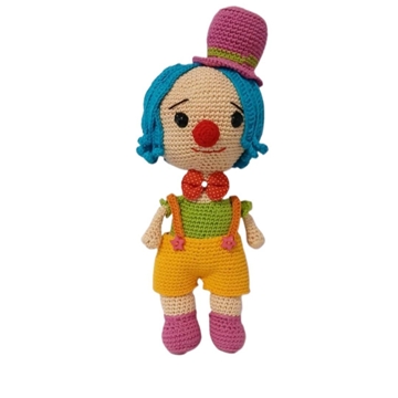 Peluche payaso hecho a mano a ganchillo (amigurumi). - Imagen 1