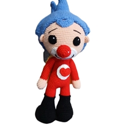 Peluche payaso plim plim hecho a mano a ganchillo (amigurumi). - Imagen 1