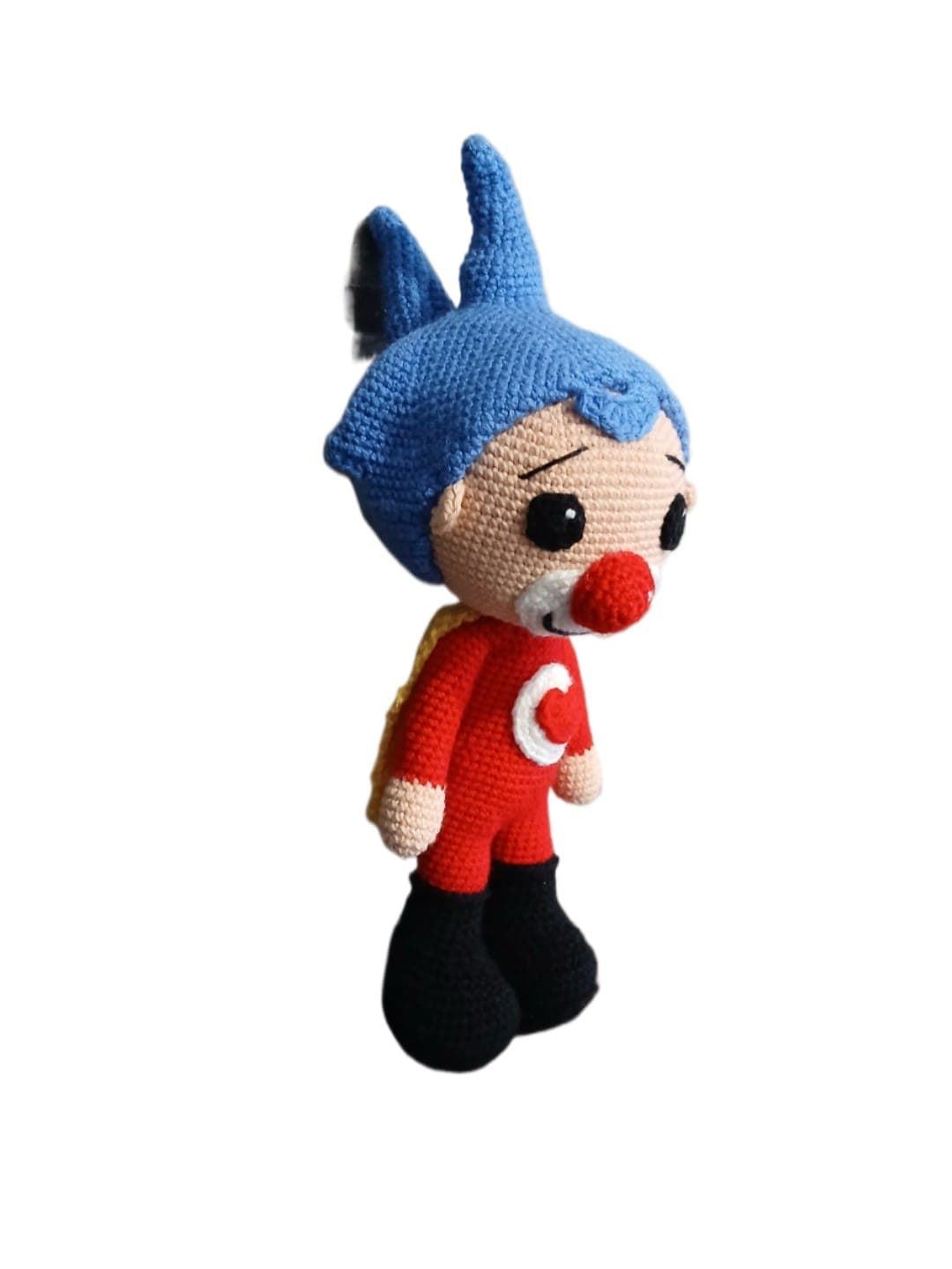 Peluche payaso plim plim hecho a mano a ganchillo (amigurumi). - Imagen 2