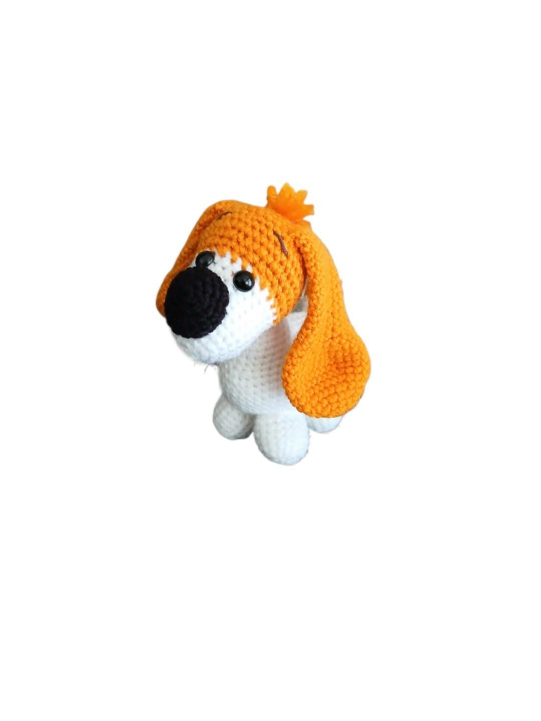 Peluche perro blanco dorado hecho a mano a ganchillo (amigurumi). - Imagen 1