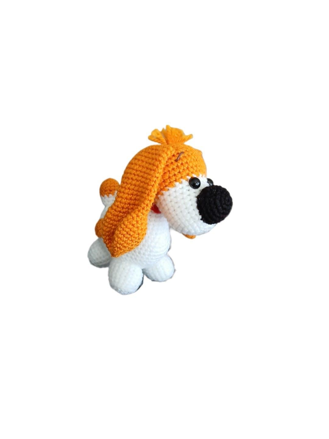Peluche perro blanco dorado hecho a mano a ganchillo (amigurumi). - Imagen 2