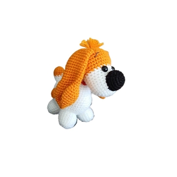 Peluche perro blanco dorado hecho a mano a ganchillo (amigurumi). - Imagen 2