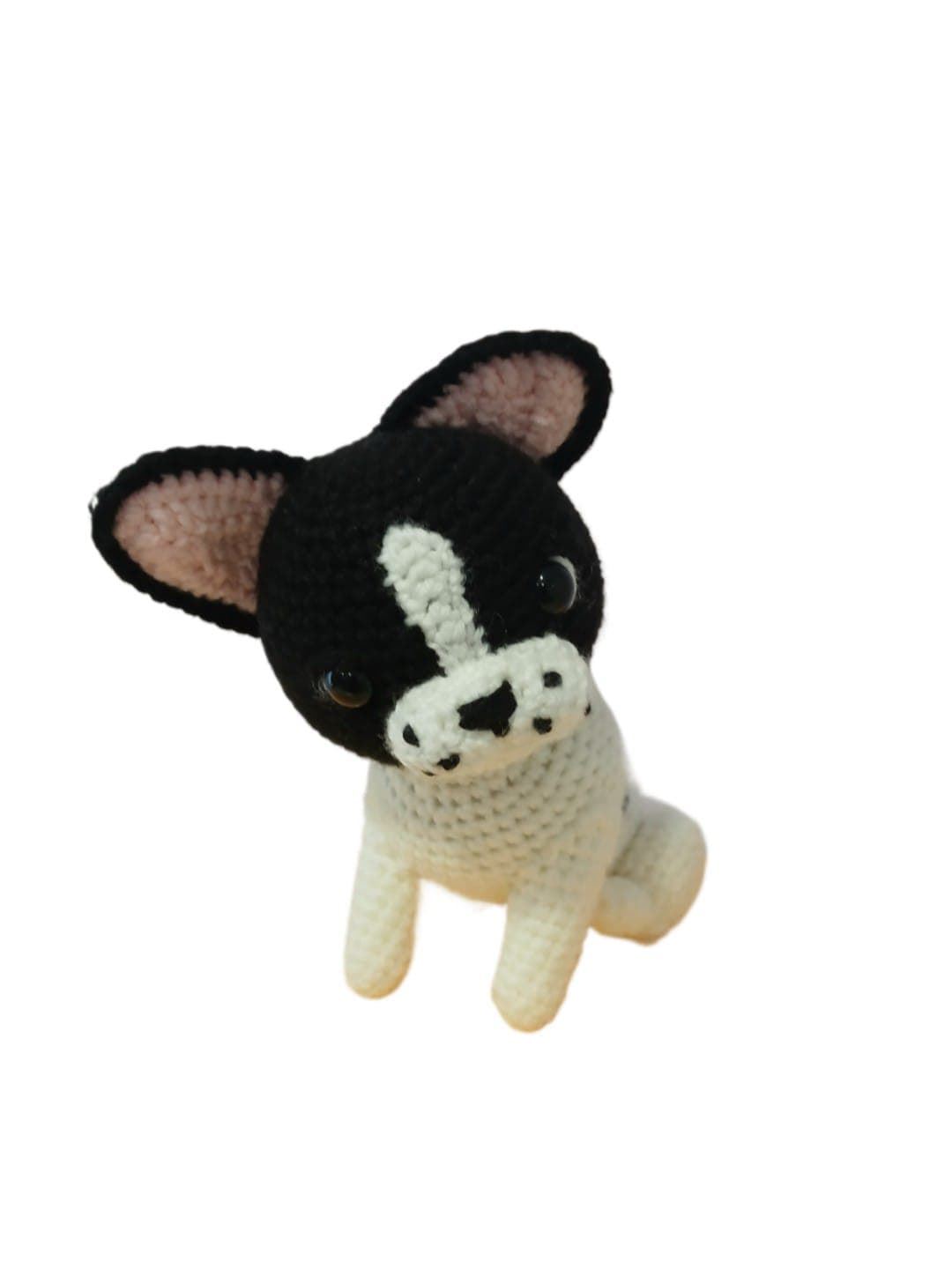 Peluche perro Bulldog francés hecho a mano a ganchillo (amigurumi). - Imagen 1