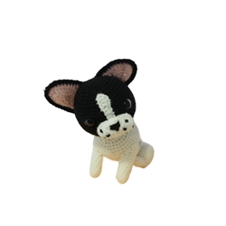 Peluche perro Bulldog francés hecho a mano a ganchillo (amigurumi). - Imagen 1