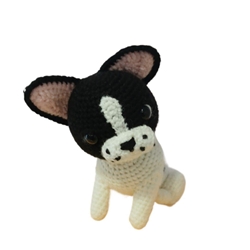 Peluche perro Bulldog francés hecho a mano a ganchillo (amigurumi). - Imagen 1
