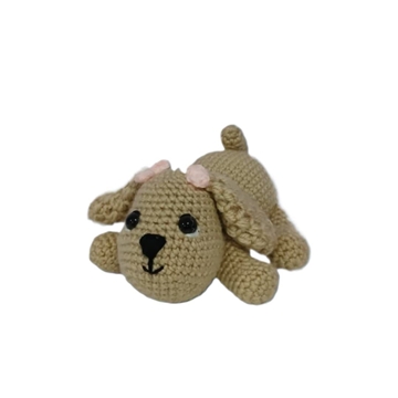 Peluche perro cocker con lazos hecho a mano a ganchillo (amigurumi). - Imagen 1